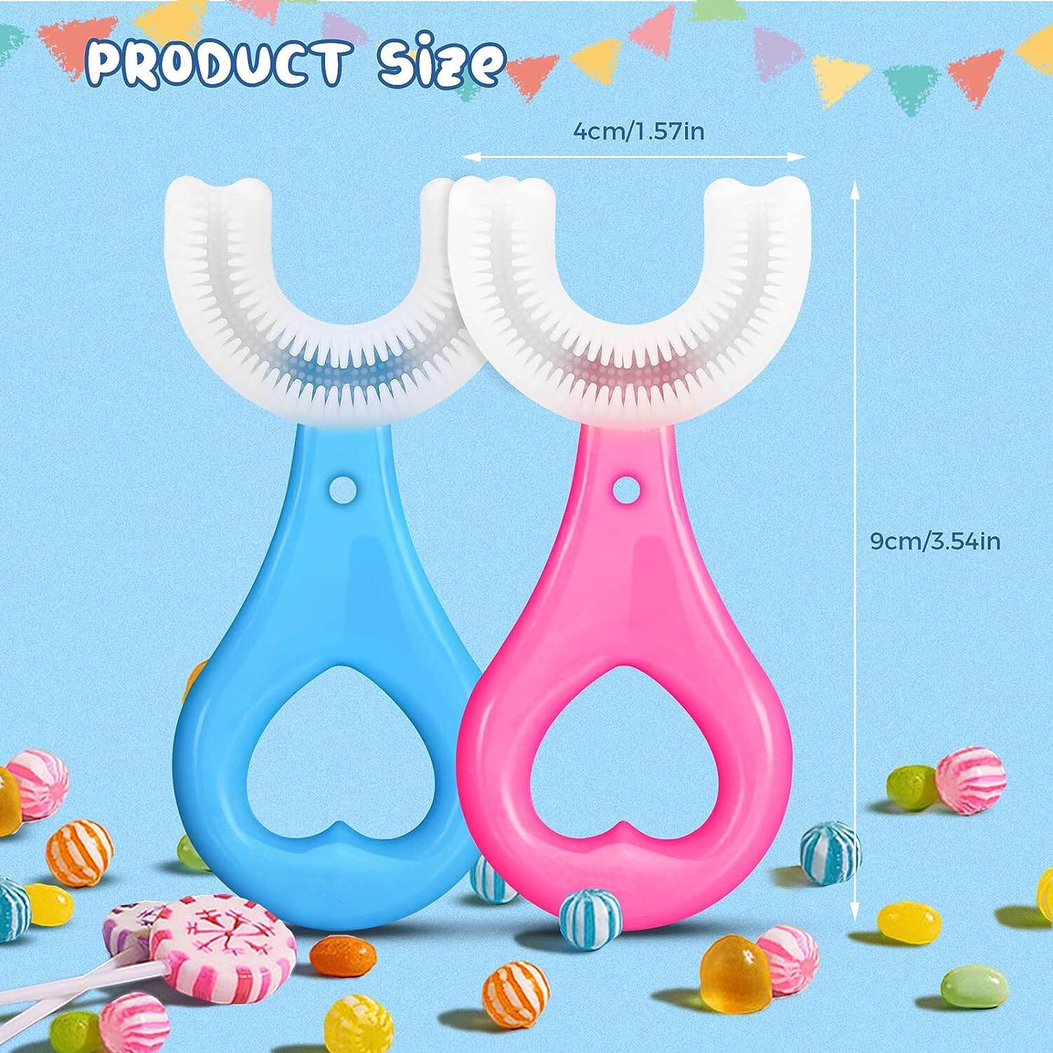 Picture of 1PCS Kids U Shaped Toothbrush, Food Grade Soft Silicone Toothbrush Head Tooth Cleaning, 360° Oral Teeth Care Kids Toothbrushes, Whole Mouth Baby Toothbrush, 2-12 Years Old