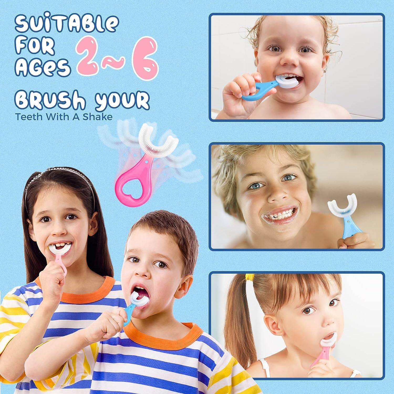 Picture of 1PCS Kids U Shaped Toothbrush, Food Grade Soft Silicone Toothbrush Head Tooth Cleaning, 360° Oral Teeth Care Kids Toothbrushes, Whole Mouth Baby Toothbrush, 2-12 Years Old