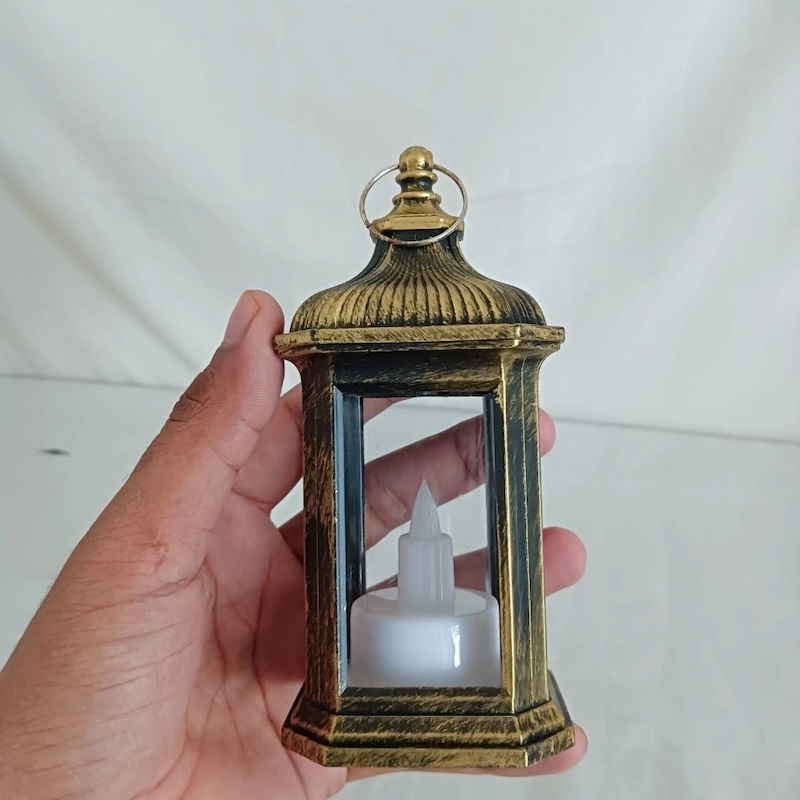 Picture of  Small 14cm LED Lantern - Battery-Powered Christmas Wind Lamp | Multi-Color ABS Plastic for Ramadan and Home Decor -Multicolor