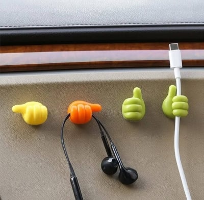 Picture of 5 Pcs Adhesive Thumb Cable Clip Key Hook Wall Hangers Earphone Cable Organizer Holder Desktop Cord Wire Clips Keeper Multi-Function