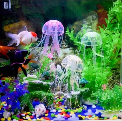 Picture of Aquarium Glowing Artificial Jellyfish Silicone Fish Tank Submarines Ornament 1PCS