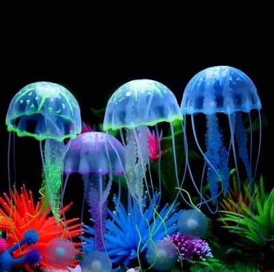 Picture of Aquarium Glowing Artificial Jellyfish Silicone Fish Tank Submarines Ornament 1PCS