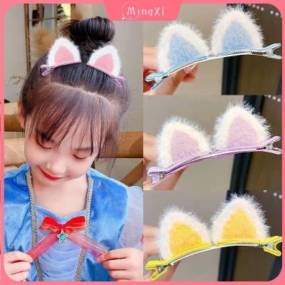 Picture of RetailCare 3Sets New Plush Cat Ears Hairpins Girls Cute Hair Clips Hair Accessories Women Sweet Barrettes Kids Fashion Ornaments Gift