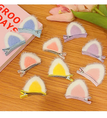 Picture of RetailCare 3Sets New Plush Cat Ears Hairpins Girls Cute Hair Clips Hair Accessories Women Sweet Barrettes Kids Fashion Ornaments Gift