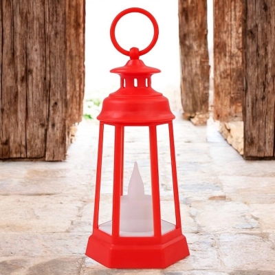 Picture of  LED Lantern with Flameless Candle Light - 17cm Multi-Color ABS Plastic for Ramadan Table and Room Decoration | Battery-Powered Warm Light -Multicolor