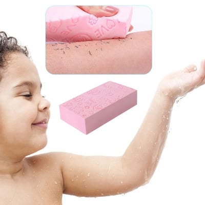 Picture of Baby Shower Cap Bathing Cap1+1 Pcs Soft Adjustable Shower Caps And Bath Sponge, Wash Hair Shield with Ear Protection  Protect Your Baby Eyes for Toddler Baby Kids Children