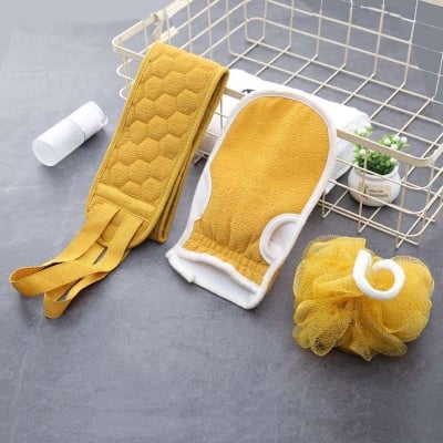 Picture of Exfoliating Back Scrubber Set 3 Pieces Set Back Scrubber Shower Gloves & Bath Sponge Loofah Sponge Massage Glove for Bath and Shower Deep Cleaning Body, Body Scrubber Sponge for Men and Women