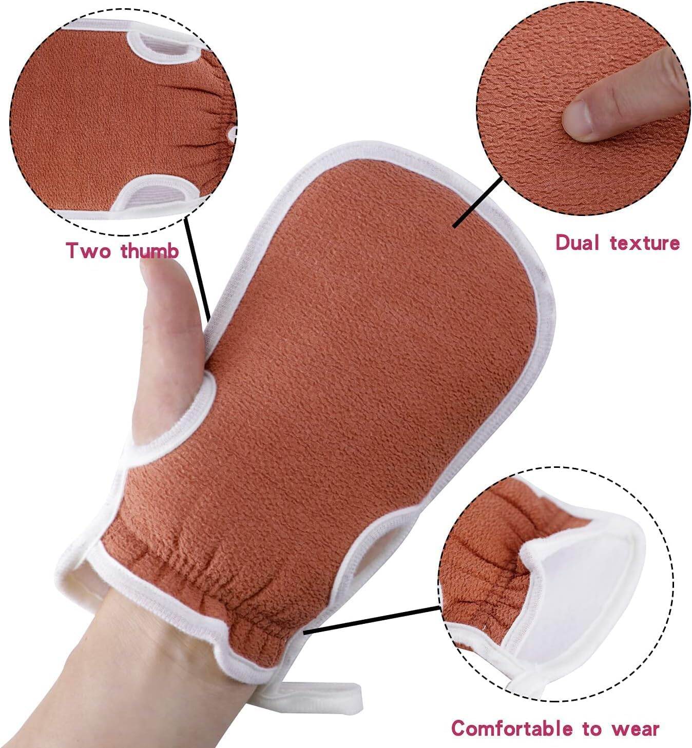 Picture of Exfoliating Back Scrubber Set 3 Pieces Set Back Scrubber Shower Gloves & Bath Sponge Loofah Sponge Massage Glove for Bath and Shower Deep Cleaning Body, Body Scrubber Sponge for Men and Women