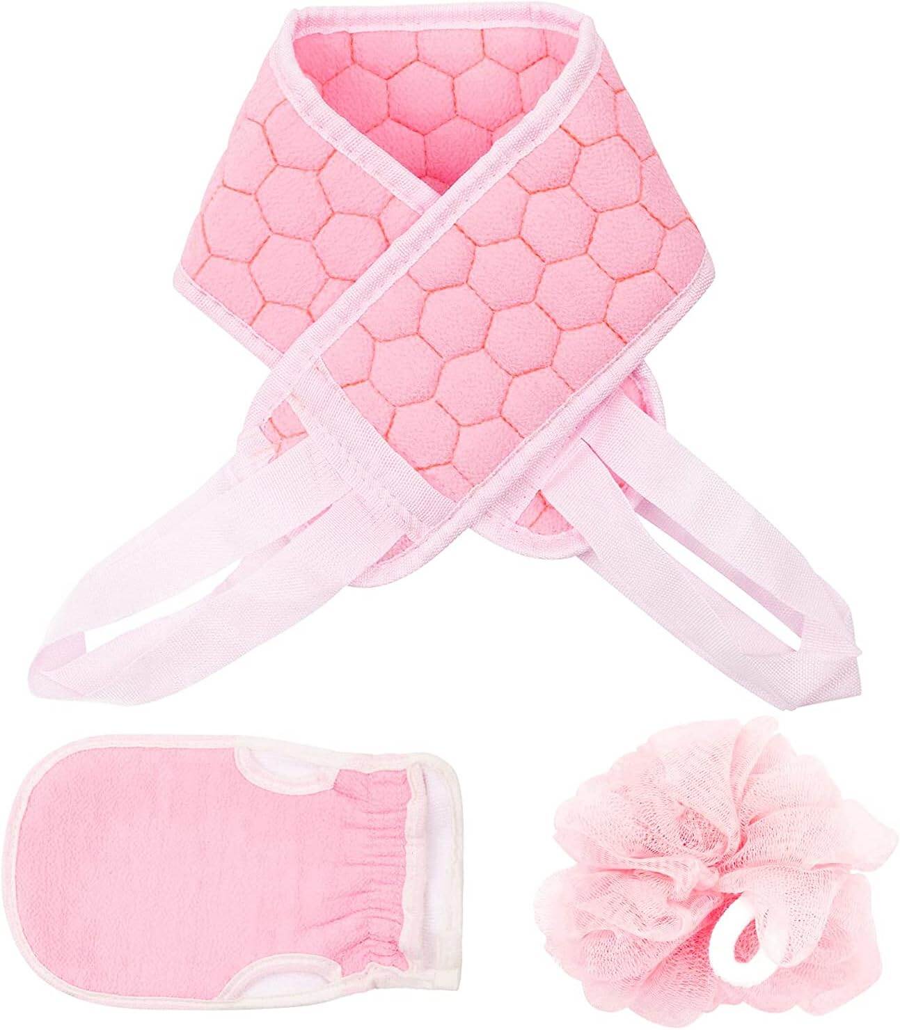 Picture of Exfoliating Back Scrubber Set 3 Pieces Set Back Scrubber Shower Gloves & Bath Sponge Loofah Sponge Massage Glove for Bath and Shower Deep Cleaning Body, Body Scrubber Sponge for Men and Women