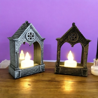 Picture of  15cm LED Lantern Set - Rustic Flickering Flame Candles | Battery-Powered Multi-Color ABS Plastic for Home Decor and Ramadan Kareem -Multicolor