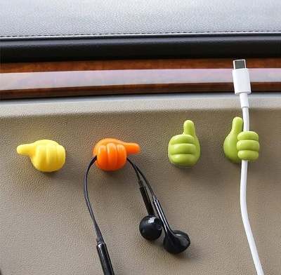 Picture of 10 Pcs Adhesive Thumb Cable Clip Key Hook Wall Hangers Earphone Cable Organizer Holder Desktop Cord Wire Clips Keeper Multi-Function