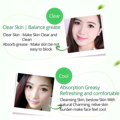 Picture of 100 Pieces Natural Oil Blotting Paper Makeup Blotting Papers Clear Oil Absorbing Sheets for Oil Skin Care, Green