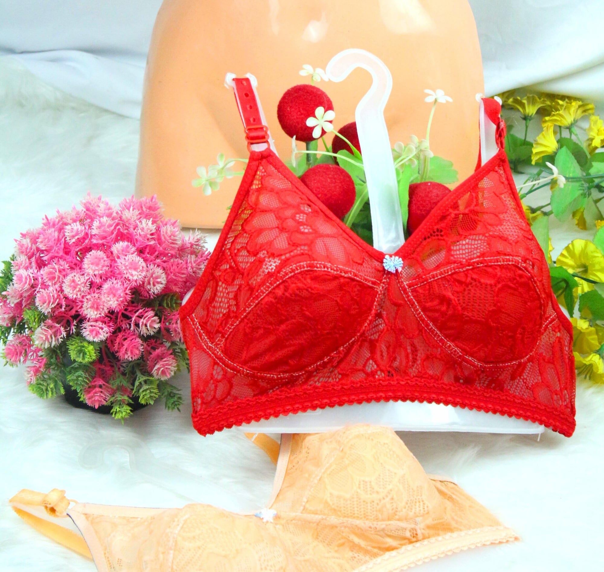Picture of ROMANTIC MOOD Women's Non Padded Non-Wired Women’s net Designed Bra with Full Coverage Regular use Bra Comfortable and Breathable for All Age Group Combo Bras