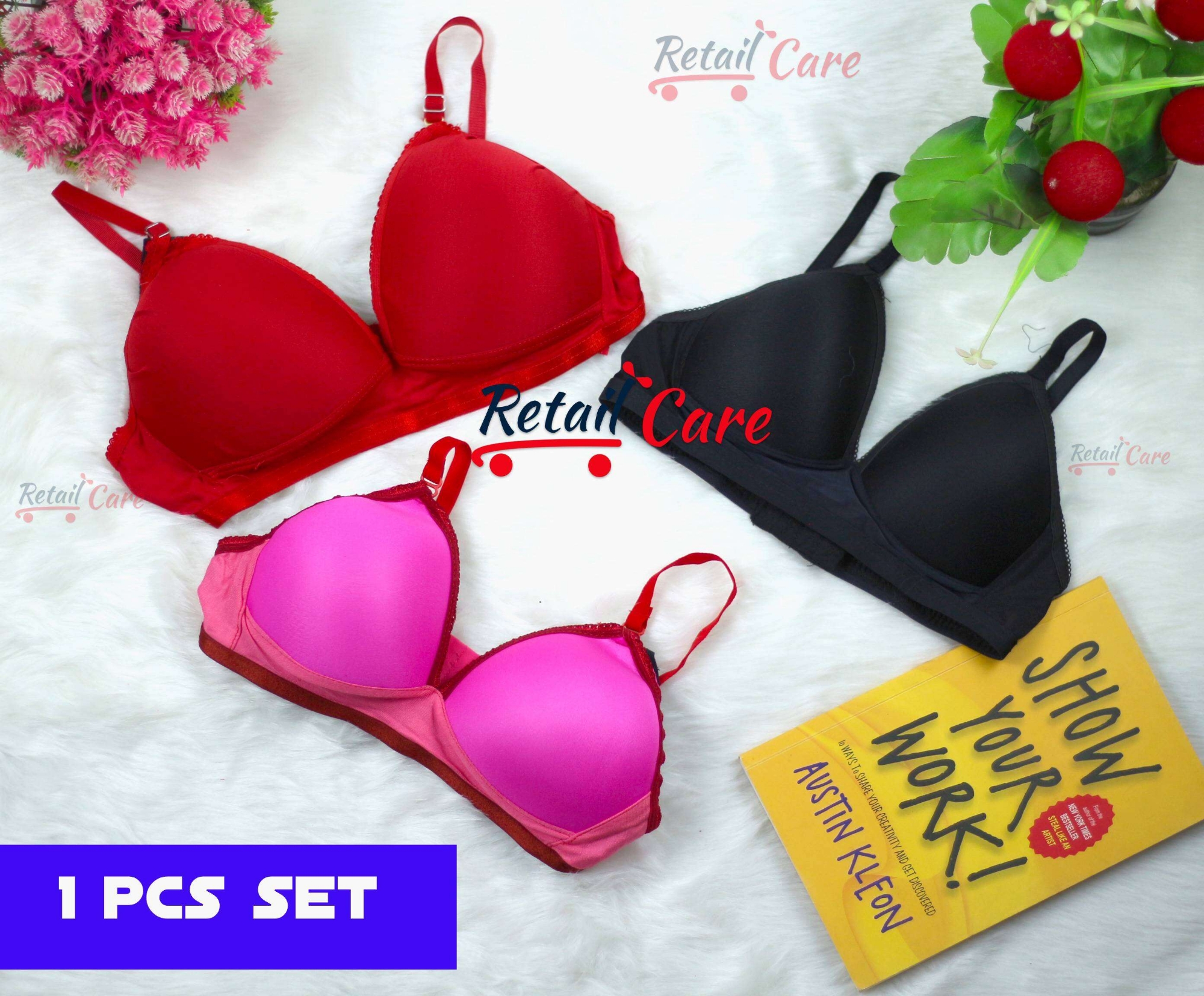 Picture of 1 PCS Daily Use Soft Padded and Skin Friendly Bra for Women's Soft Multi Color Foam Push Up Bra For Girls And Women and gimrls