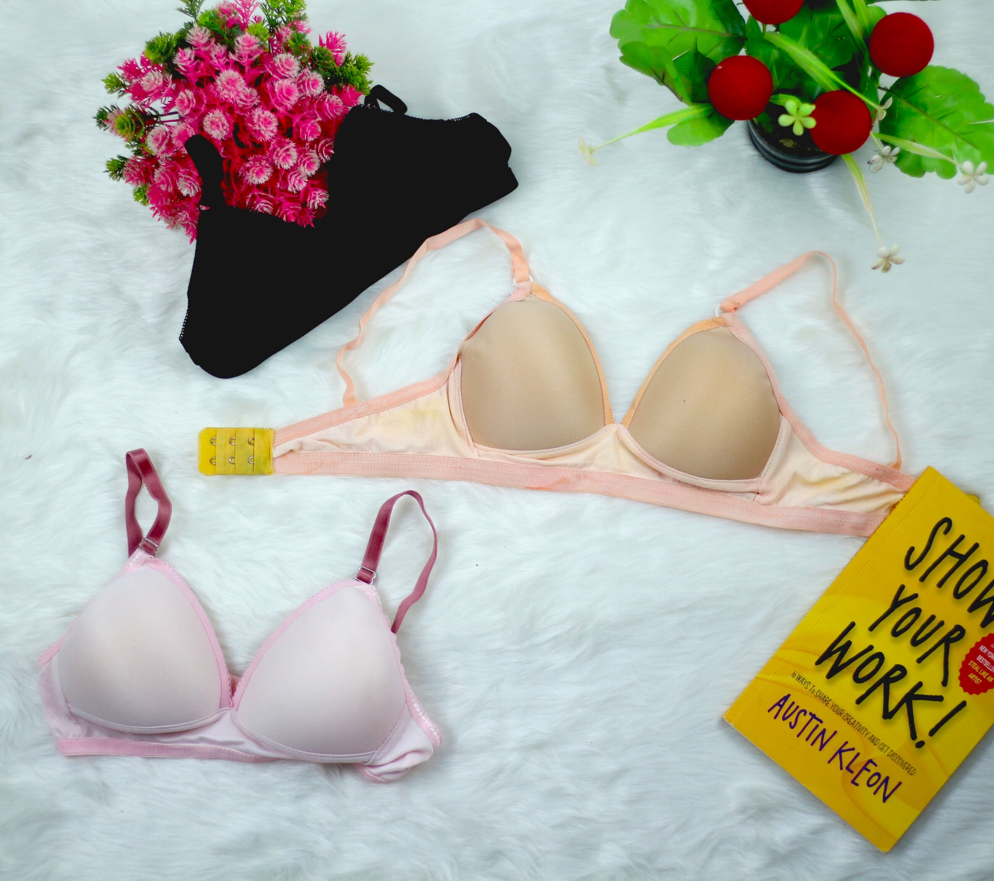Picture of 1 PCS Daily Use Soft Padded and Skin Friendly Bra for Women's Soft Multi Color Foam Push Up Bra For Girls And Women and gimrls