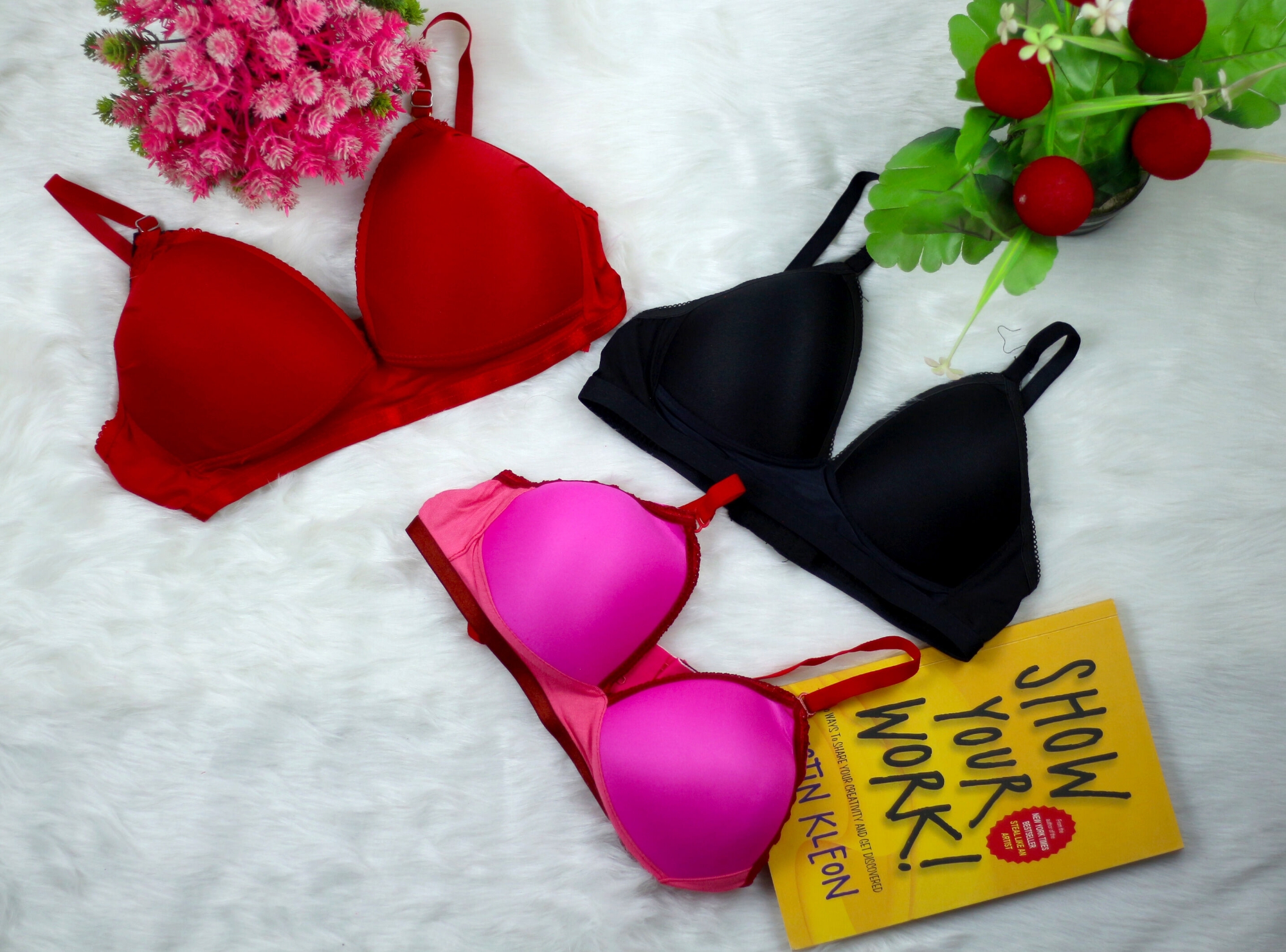 Picture of 1 PCS Daily Use Soft Padded and Skin Friendly Bra for Women's Soft Multi Color Foam Push Up Bra For Girls And Women and gimrls