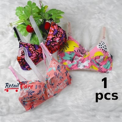 Picture of 1 piece stylish printed stretchable soft bra for girls and women Women's Cotton Spandex Printed Non-Padded Everyday Bra