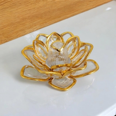 Picture of  Flower Shape LED Crystal Candle Light - 10x10cm Multi-Color ABS Plastic for Ramadan, Wedding, and Party Decor | Battery-Powered Tea Light for Home Use -Multicolor