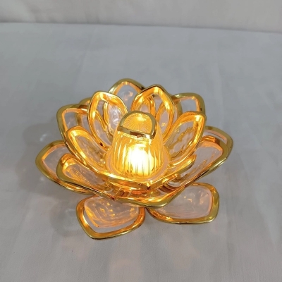 Picture of  Flower Shape LED Crystal Candle Light - 10x10cm Multi-Color ABS Plastic for Ramadan, Wedding, and Party Decor | Battery-Powered Tea Light for Home Use -Multicolor