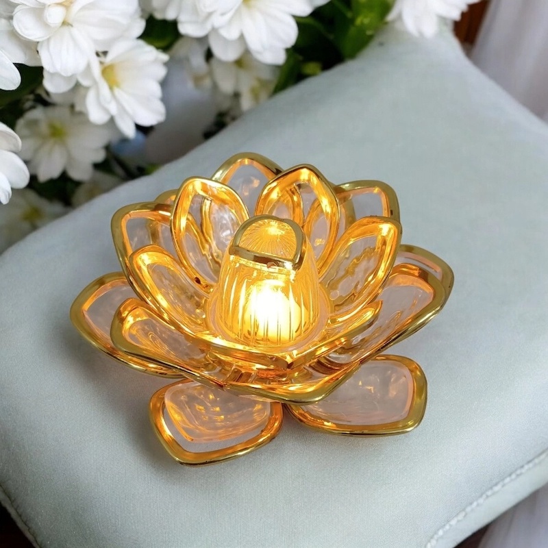 Picture of  Flower Shape LED Crystal Candle Light - 10x10cm Multi-Color ABS Plastic for Ramadan, Wedding, and Party Decor | Battery-Powered Tea Light for Home Use -Multicolor