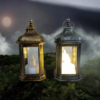 Picture of  14cm Multi-Color Battery Operated Lanterns - Set of 2 Lighted Outdoor Christmas Wind Lamps | Ideal for Ramadan and Festive Home Decor -Multicolor