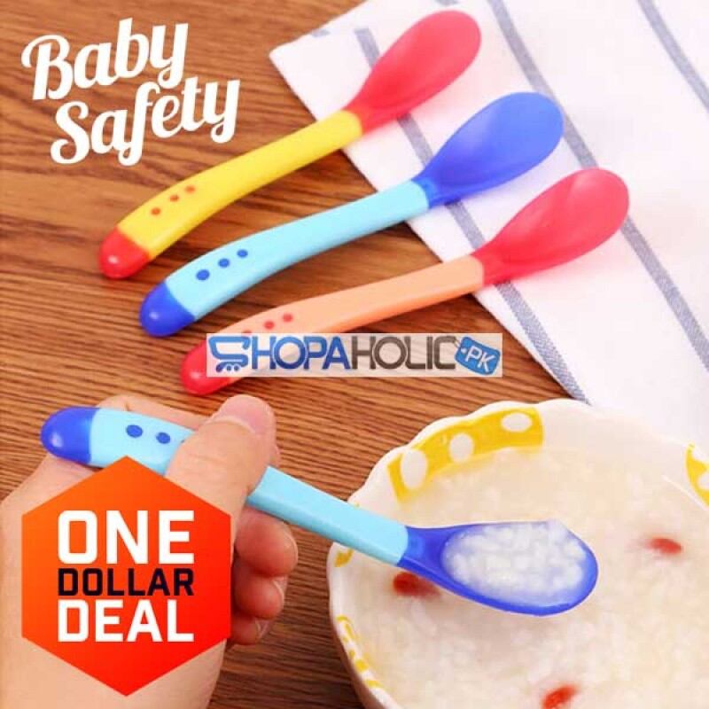 Picture of THE LITTLE LOOKERS Tip Heat Sensitive Silicone Spoons | Temperature Sensing Spoons | Baby Feeding Silicone Spoon Set (Red & Blue, Pack of 3)