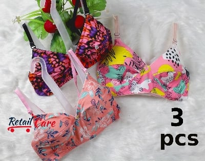 Picture of Soft 3 Piece Comfortable Sexy Stylish Design Stretchable Printed bra for Women and Beautiful Girlls