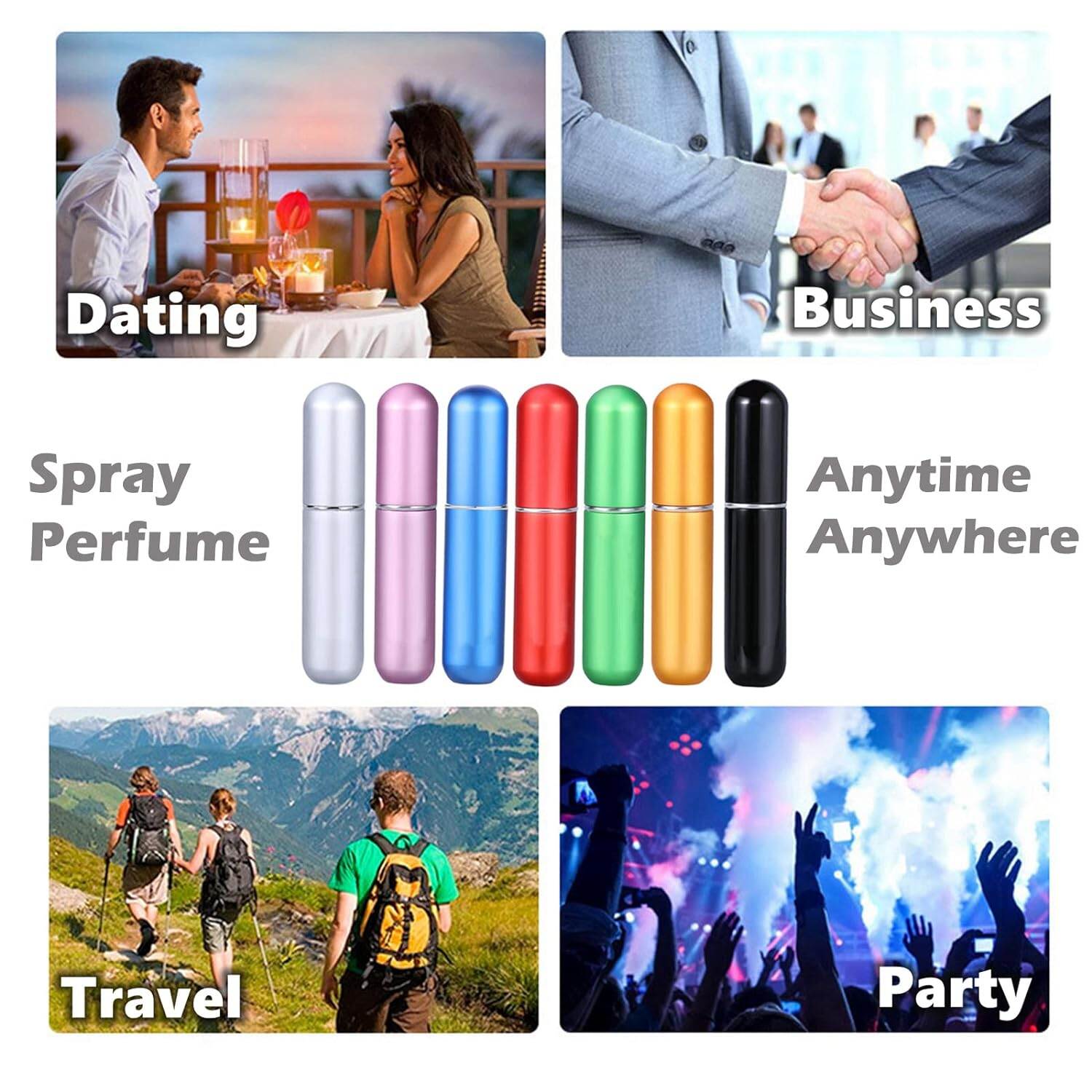 Picture of Perfume Travel Refillable,5ML Perfume Atomisers, 3 Pcs Mini Portable Spray Bottles,Round Tube Perfume Bottles Set for Home Business Trip Travel