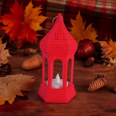 Picture of  Multi-Color 14cm LED Lantern - Morocco Wind Candle Lamp for Islamic Party Decor and Ramadan Kareem | Battery-Powered ABS Plastic Light -Multicolor