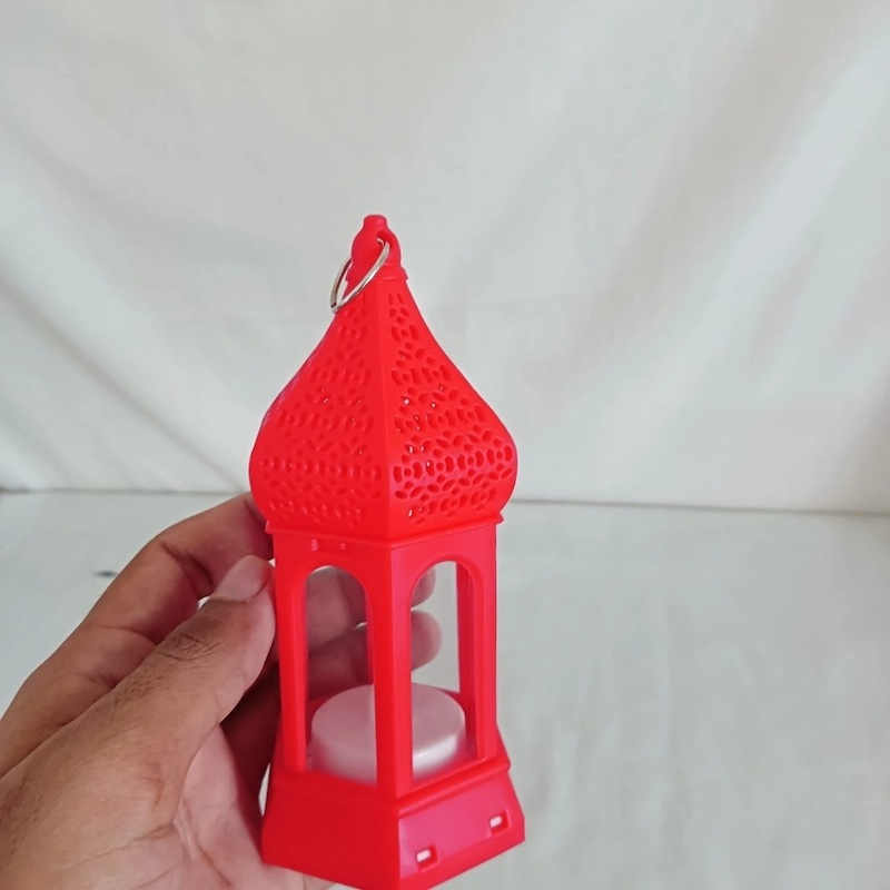 Picture of  Multi-Color 14cm LED Lantern - Morocco Wind Candle Lamp for Islamic Party Decor and Ramadan Kareem | Battery-Powered ABS Plastic Light -Multicolor