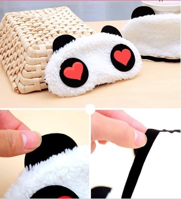 Picture of Cute panda eye mask, 1pcs soft, fluffy sleep protection, blindfold for traveling, sleeping, parties