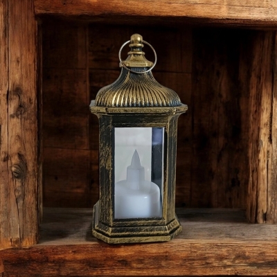 Picture of  Outdoor Christmas Lantern - 14cm Battery-Powered Multi-Color Wind Lamp | Ideal for Ramadan Kareem, Table Decoration, and LED Lighting -Multicolor