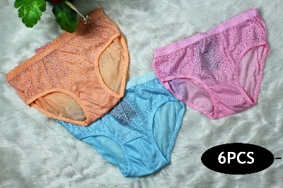 Picture of 6PCS Women's Cotton Flower Print Underpants Panty | Panties |  Comfortable and Stylish Underwear Thai Style Flower Panty Women's Wear cotton panty flower print panty