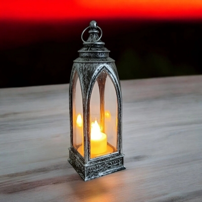 Picture of  LED Ramadan Lantern - 19cm Hanging Candle Lamp (1 pc) | Battery Operated Multi-Color ABS Plastic for Festive Room and Table Decor -Multicolor