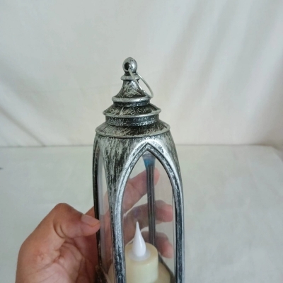 Picture of  Battery Operated 19cm Ramadan Lantern - LED Hanging Candle Light (1 pc) | Multi-Color ABS Plastic Ideal for Room and Table Decoration -Multicolor