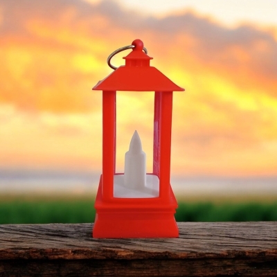 Picture of  LED Lantern Retro Style - 9cm Multi-Color ABS Plastic Light for Courtyard and Garden Decor | Battery-Powered for Ramadan and Room Lighting -Multicolor