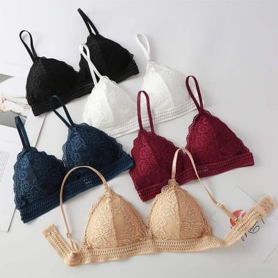 Picture of Women's Seamless Deep V Lace Bra Wireless Push Up Sexy Lingerie Push Up Padded Underwire Support  Floral Lace Bra Female  Soft Intimates-1PCS