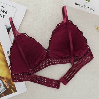 Picture of Women's Seamless Deep V Lace Bra Wireless Push Up Sexy Lingerie Push Up Padded Underwire Support  Floral Lace Bra Female  Soft Intimates-1PCS