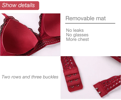 Picture of Women's Seamless Deep V Lace Bra Wireless Push Up Sexy Lingerie Push Up Padded Underwire Support  Floral Lace Bra Female  Soft Intimates-1PCS