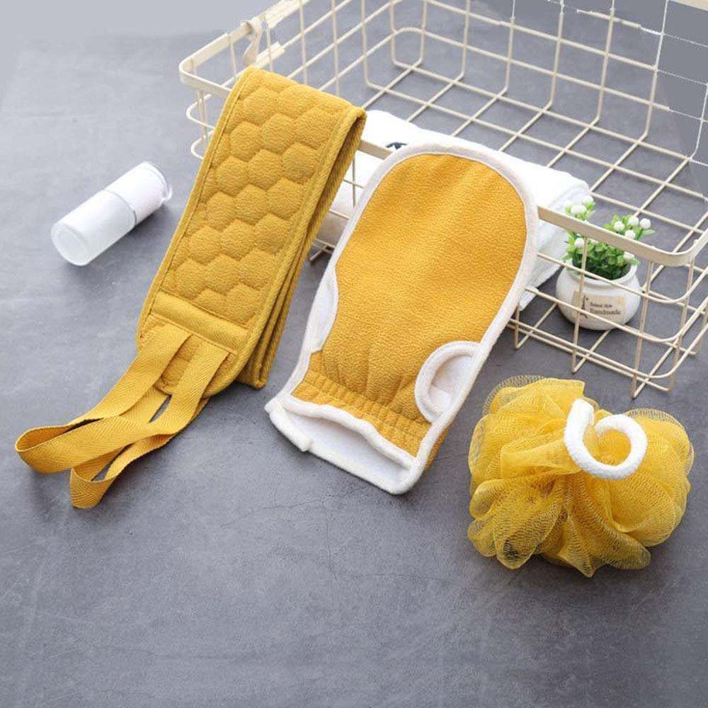Picture of 1 Set Body Brush Back Scrubber, 3 Pieces Exfoliating Shower Set, Shower Sponge, Bath Exfoliating Glove, Body Scrubber Exfoliating Shower Sponge for Men and Women