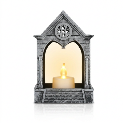 Picture of  15cm Rustic LED Lantern - Flickering Flame Candle Lamp | Battery-Powered Multi-Color ABS Plastic for Weddings, Holidays, and Ramadan Kareem -Multicolor