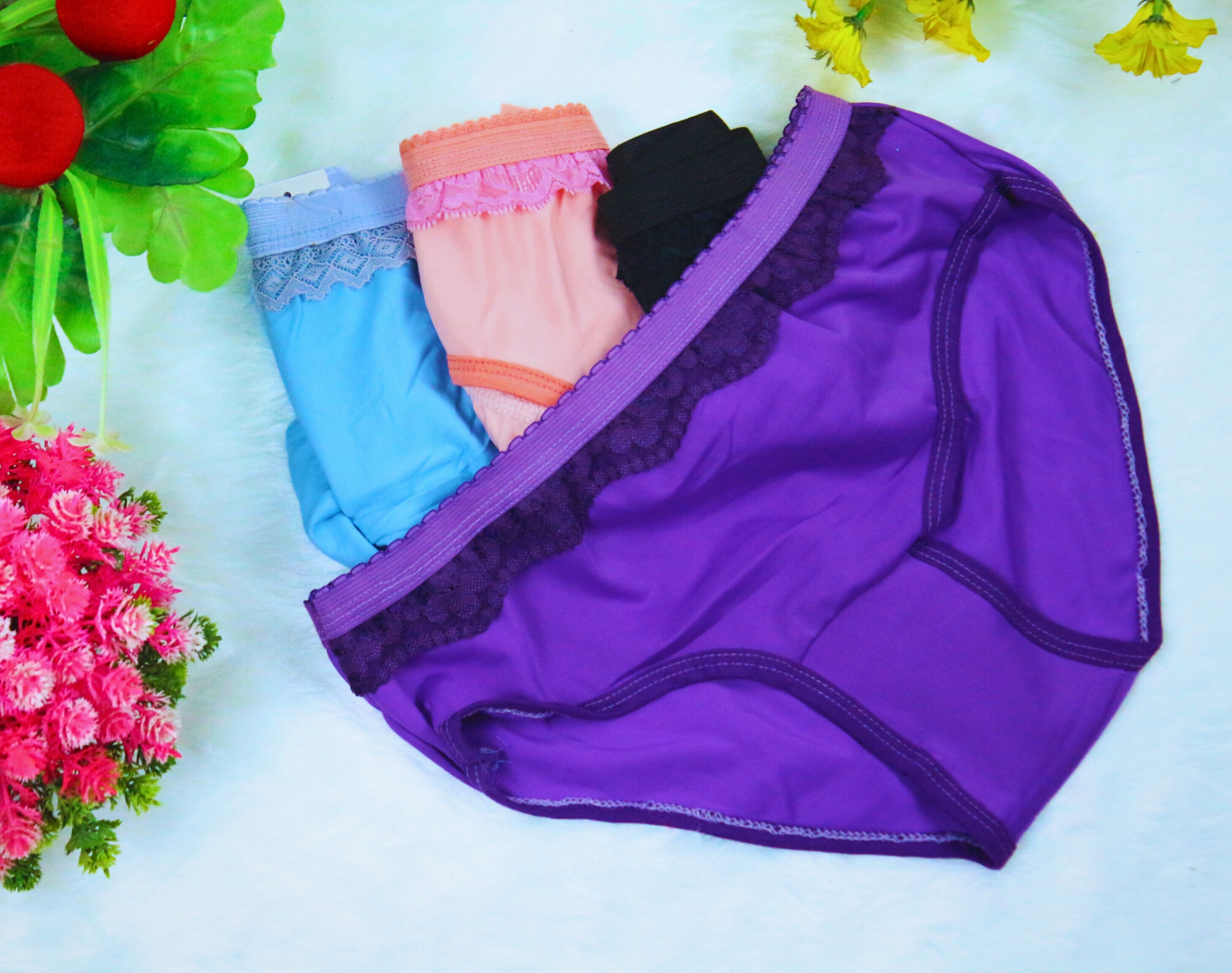 Picture of (3 pieces pack) stretch panty synthetic panty soft panty comfortable pant womens wear panty stylish panty Premium Panty Stylish panty Sexy panty Short Panty   Women Lace Bikini Panties Soft Stretch Hipster