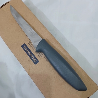 Picture of Tramontina 5-Inch Stainless Steel Knife – Brazilian-Made with Grey Polypropylene Handle, High-Quality Kitchen Tool, Perfect for Various Tasks, Durable and Precise, 1 Piece Included.-Silver