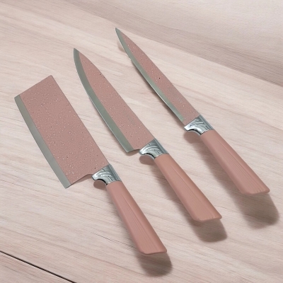 Picture of  Green Kitchen Knives Set - 3PCS Stainless Steel - Multicolor Blades - Includes Chef, Long Chef, and Slicing Knives - 6-Inch Blade - Essential Tools for All Kitchen Cutting. -Multicolor
