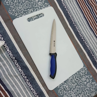 Picture of Ying Guns Blue Chef Knife – 6-Inch Stainless Steel Blade with Silicon Cover Plastic Handle, High-Quality Kitchen Knife from China, Ideal for Precision Cooking, Durable and Reliable, 1 Piece Included.-Silver
