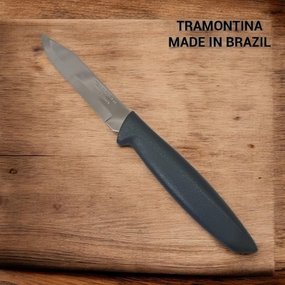 Picture of Tramontina Plenus 3-Inch Bread Knife - Stainless Steel Blade, Brazilian-Made, Grey Handle, Ideal for Slicing Bread and Tomatoes, High-Quality Tool, 1 Piece-Silver