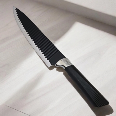 Picture of 6-Inch Chef Knife with Black PP Plastic Handle – Stainless Steel Blade, Non-Stick Coating, High-Quality Kitchen Tool, Durable and Sharp, Perfect for Cooking, Made in China, 1 Piece.-Black