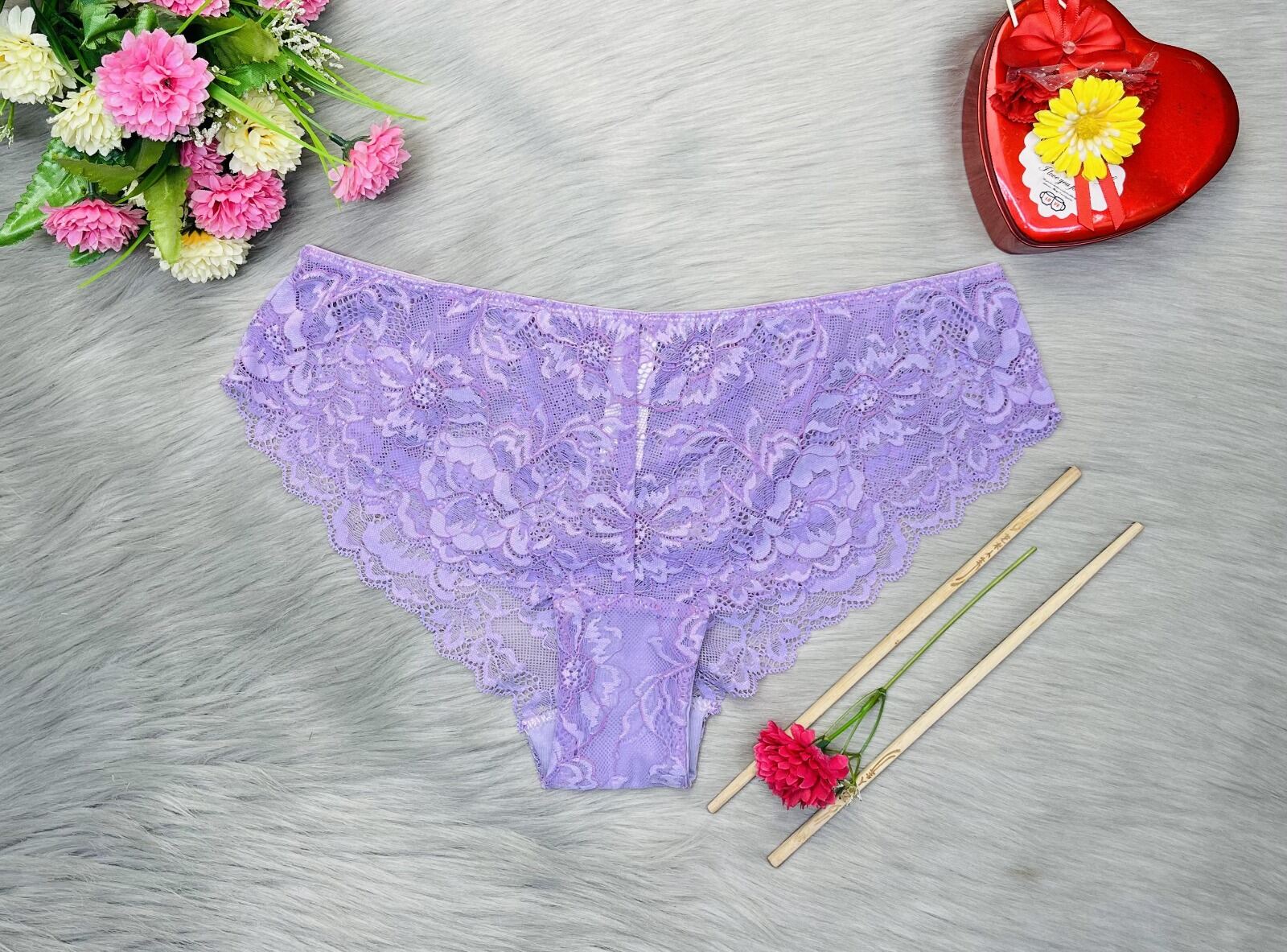 Picture of Womens Lace Panty Low Waist Cotton Briefs Underwear Soft Stretch Bikini Solid Cozy Lace Tanga Lace Cheeky Underwear for Women Lace Panties Net Panty Soft & Comfortable- 3 PCS