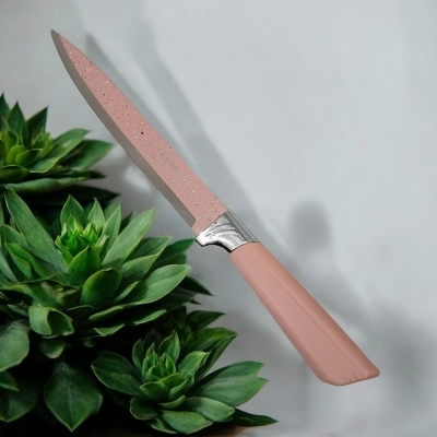 Picture of  Colorful Kitchen Knife - 1PCS Stainless Steel Long Chef Knife with Green Handle - 6-Inch Nonstick Blade for All-Purpose Kitchen Cutting - Ideal for Vegetables. -Multicolor