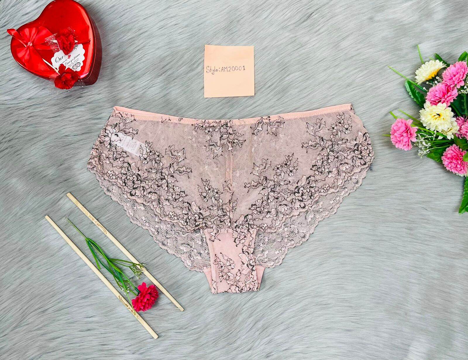 Picture of Womens Lace Panty Low Waist Cotton Briefs Underwear Soft Stretch Bikini Solid Cozy Lace Tanga Lace Cheeky Underwear for Women Lace Panties Net Panty Soft & Comfortable- 4 PCS